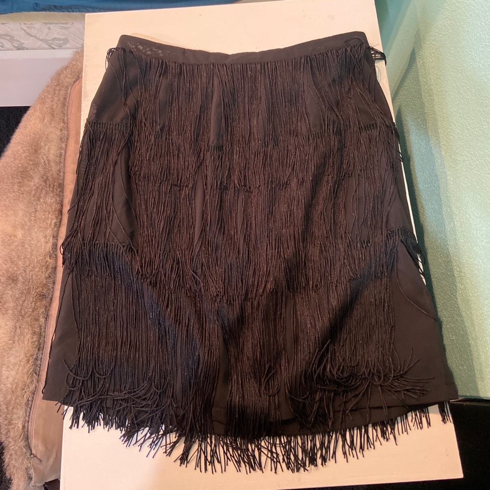 Black fringe skirt